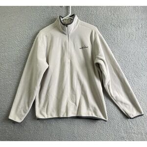 Eddie Bauer Sweatshirt Mens M Beige Long Sleeve 1/4 Zip Up Pullover Sweater